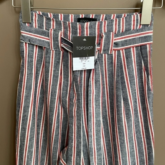 NWT Topshop High Waisted Belted Peg Trousers 0 - Picture 5 of 11